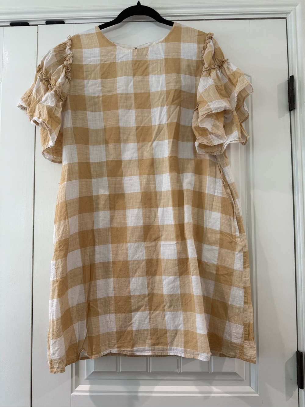 Who What Wear Yellow & White Gingham Shift Dress